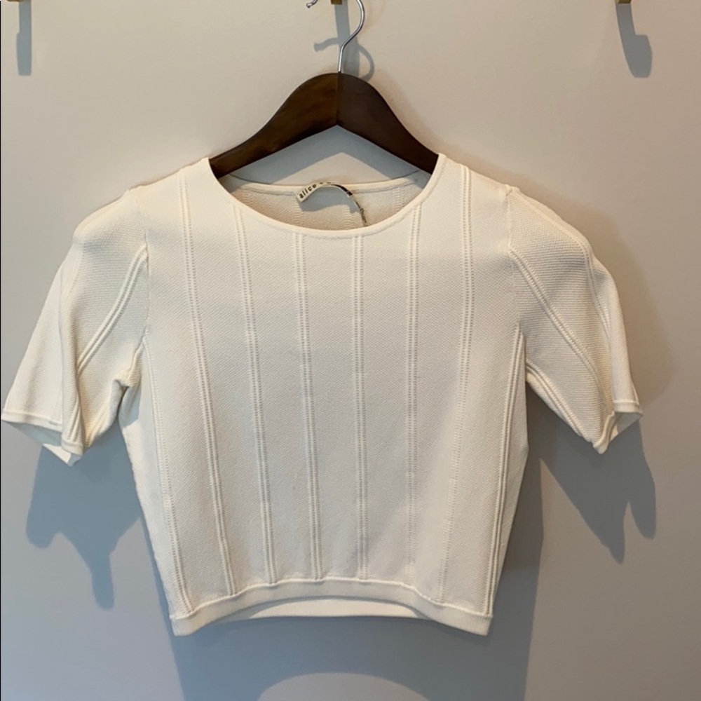 Alice and Olivia white crop top